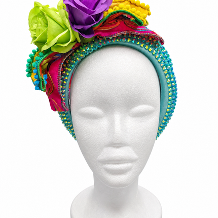 Green and Purple Rose Jewel Headband