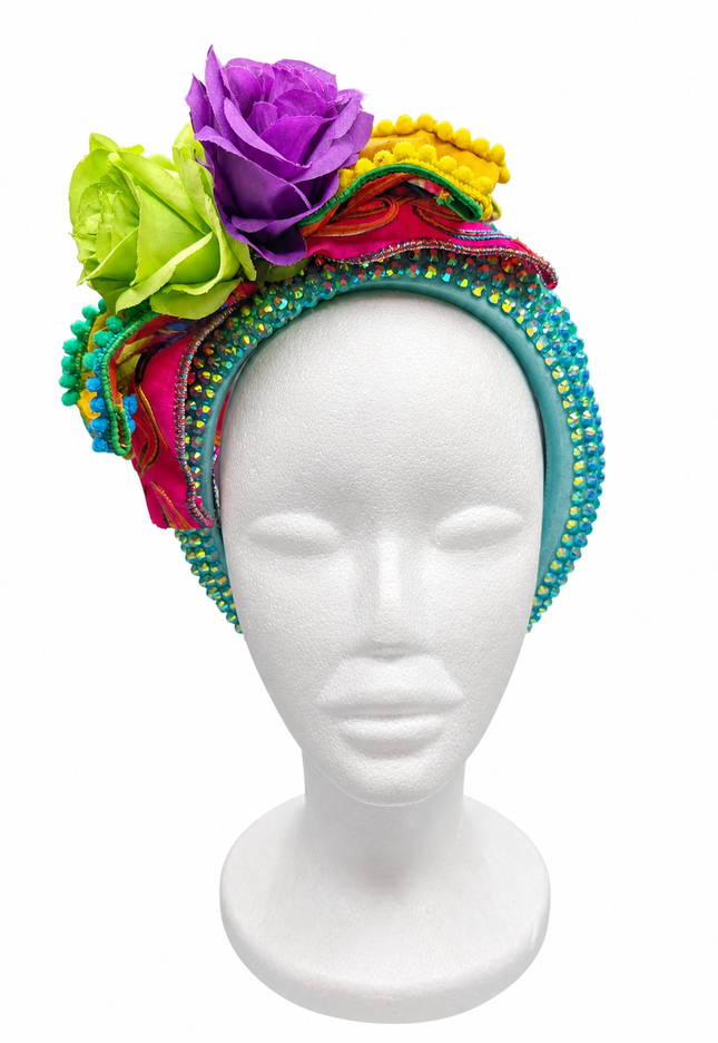 Green and Purple Rose Jewel Headband