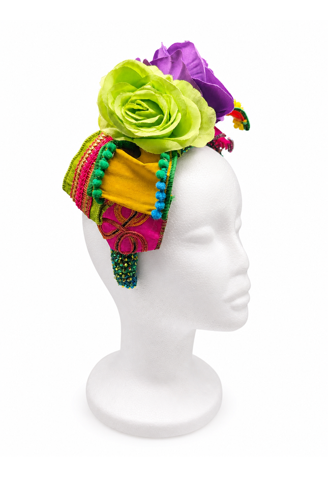 Green and Purple Rose Jewel Headband