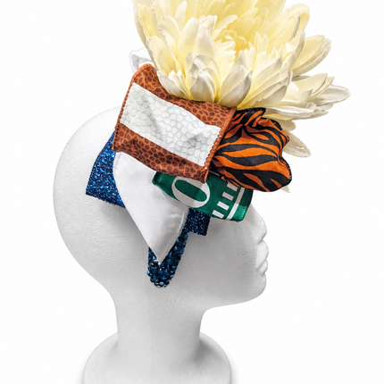 White Flower Tiger Print Jewel Headband