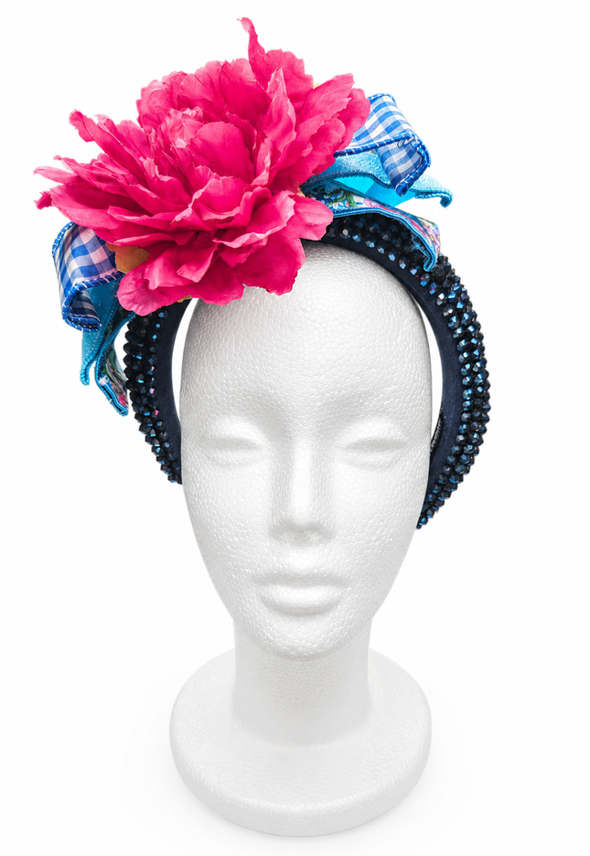 Hot Pink Peony Jewel Headband